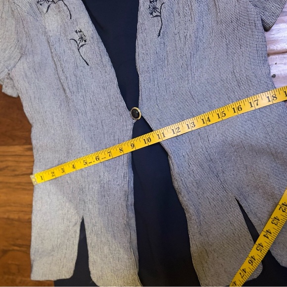 Michael Blake Vintage 14P Two-Piece Dress Jacket Set Navy & Gray Floral - Picture 11 of 11